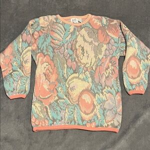 Knit deVille Vintage Floral Knit Sweater – Pastel Cottagecore size medium